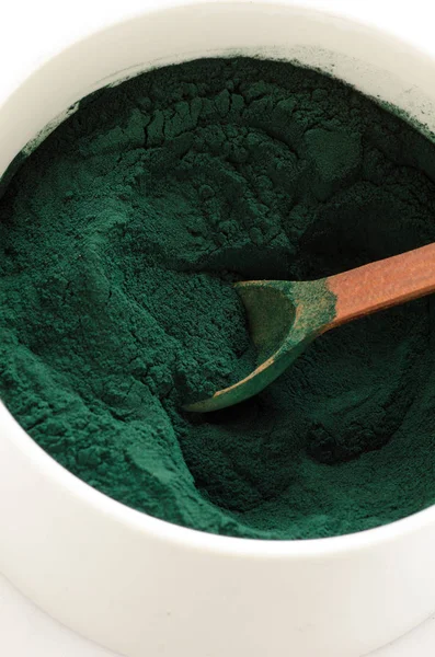 Organik Spirulina Tozu Spirulina Vitamini Protein Beta Karoten Gıda Takviyesi — Stok fotoğraf