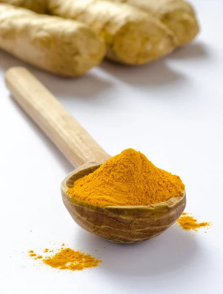 Polvo Cúrcuma Cúrcuma Curcuma Especia Que Curry Color Amarillo Utilizado — Foto de Stock