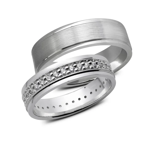 結婚指輪 白い背景で隔離のペア — ストック写真