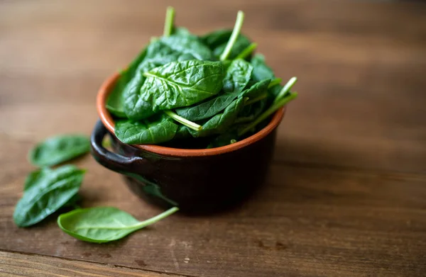 Fresh Baby Spinach Leaves Healthy Eating Concept — Stock Photo, Image