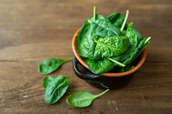 Foglie Spinaci Freschi Alimentazione Sana Concetto — Foto Stock