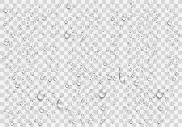 Realistic water droplets on the transparent window. Vector