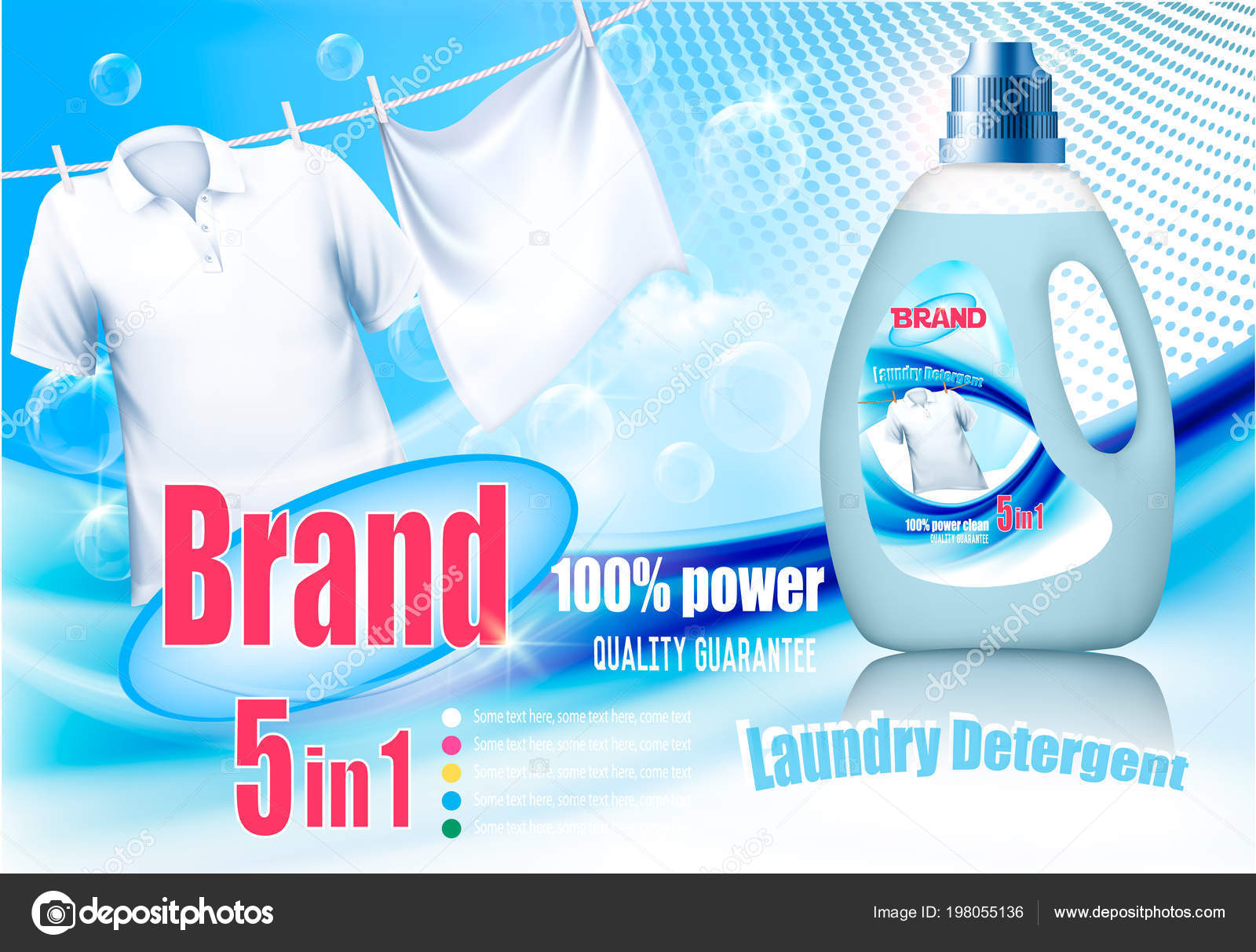 Laundry Detergent Design Template Plastic Bottle White Cloth Rope Vector Stock Vector by