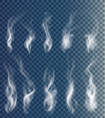 Set of transparent clouds and smoke. Vector. clipart