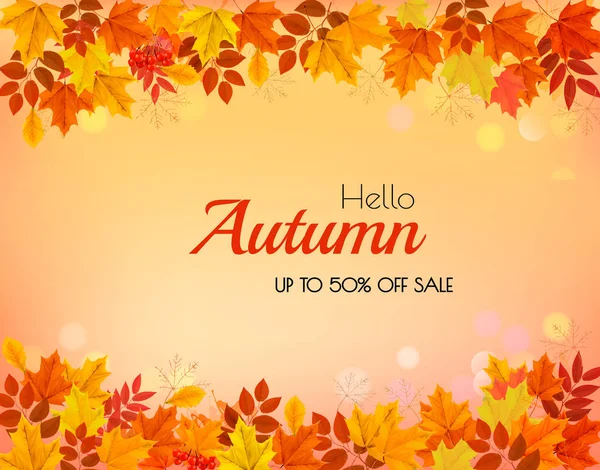 Autumn Background Colorful Leaves Vector — Stock Vector