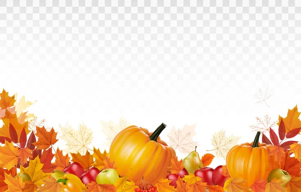 Feliz Día Acción Gracias Fondo Con Hojas Coloridas Verduras Otoño — Vector de stock