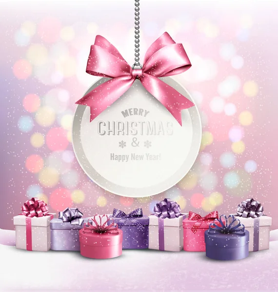 Holiday Christmas Background Getting Card Colorful Presents Vector — Stock Vector