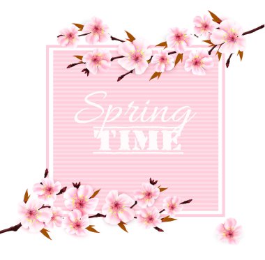 Kiraz çiçekleri ile Doğa bahar arka plan. Vektör.