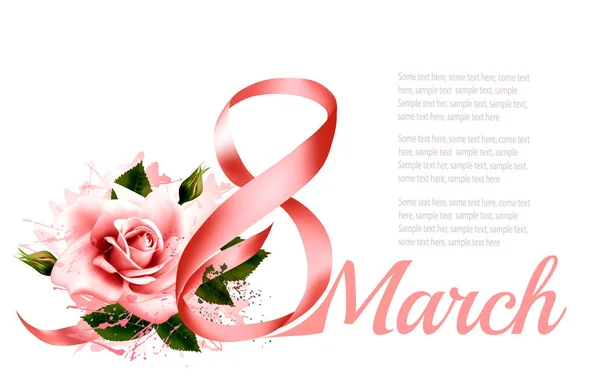Березня Ілюстрація Рожеві Троянди Міжнародний Жіночий День Вектор — стоковий вектор