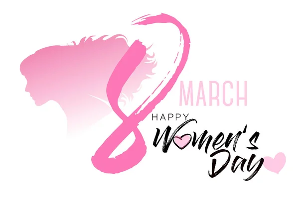 Illustration du 8 mars avec silhouette féminine. International Wome — Image vectorielle