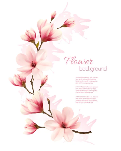 Bellissimo sfondo magnolia rosa. Vettore. — Vettoriale Stock