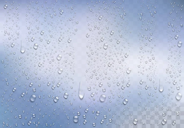 Realistische Regentropfen auf dem transparenten Hintergrund. Vektor — Stockvektor