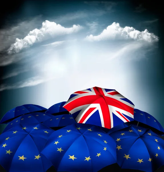 Brexit-konceptet. Paraply med nationella flaggan i Förenade Kingdo — Stock vektor