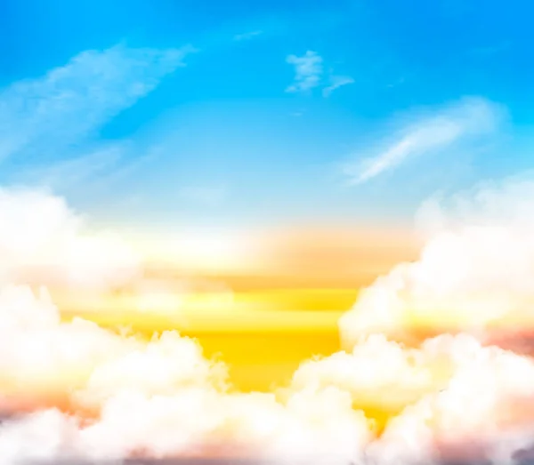 Coucher de soleil ciel arrière-plan avec des nuages blancs transparents et le soleil. Végétaux — Image vectorielle