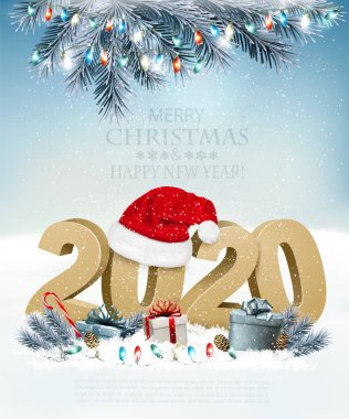 Noel Baba 'nın Noel arkaplanı ve hediye kutuları. Ve