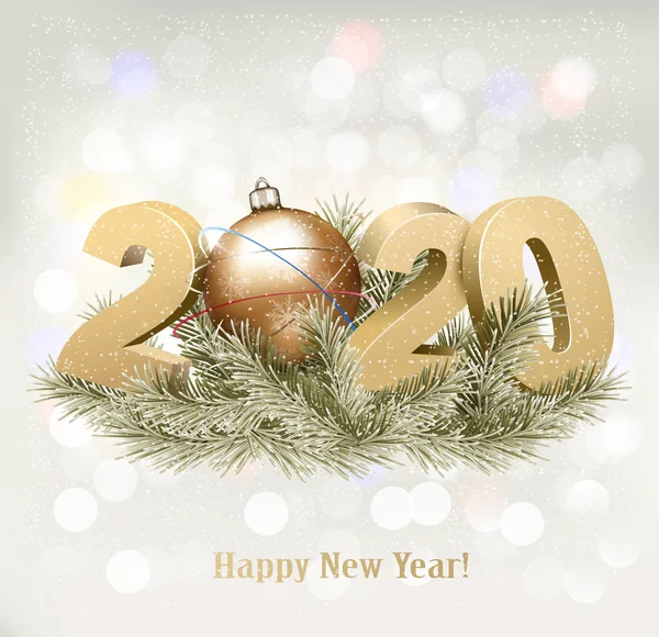 Holiday background with a 2020 and a christmas tree. Vector. — Stock Vector