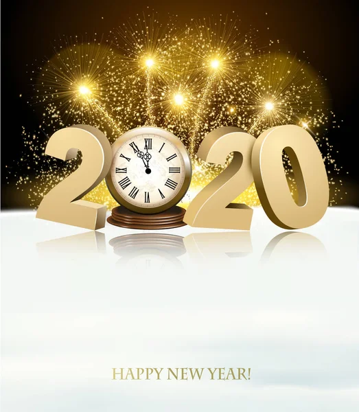 Szczęśliwego Nowego Roku z 2020 i fajerwerki. Wektor. — Wektor stockowy