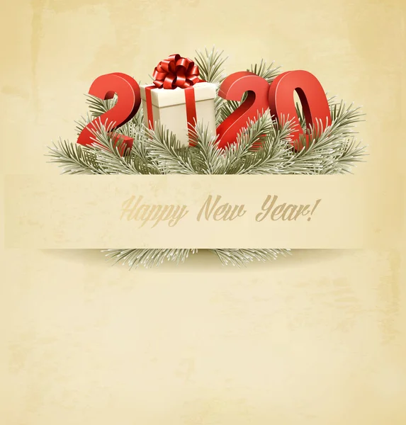Свято 2020 Новорічний фон з гілками ялинки — стоковий вектор