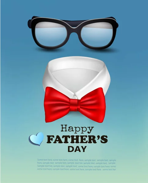 Happy Holiday Fathers Day Background With Red Bow Tie and Glasses. Vector.