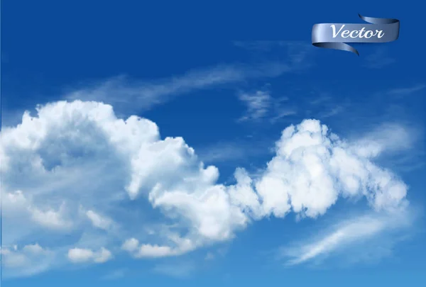 Beyaz Saydam Bulutlu Mavi Gökyüzü Arkaplanı Vektör Arkaplanı — Stok Vektör