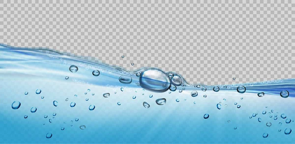 Water Waves Air Bubbles Sunbeams Transparent Background Vector Illustration — Stock Vector