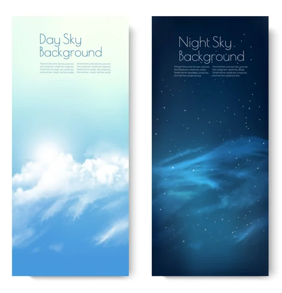 两种自然对比的天空横幅 白天黑夜 — 图库矢量图片
