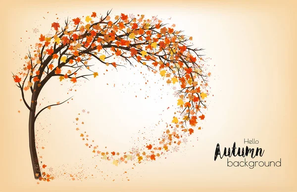 Απολαύστε Φθινόπωρο Φόντο Δέντρο Και Πολύχρωμα Φύλλα Διάνυσμα — Διανυσματικό Αρχείο