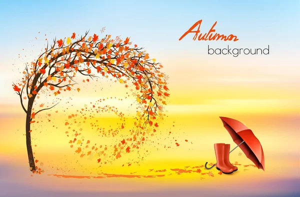 Hello Gold Autumn Autumn Landscape Autumn Colorful Leaves Tree Red — Stock Vector