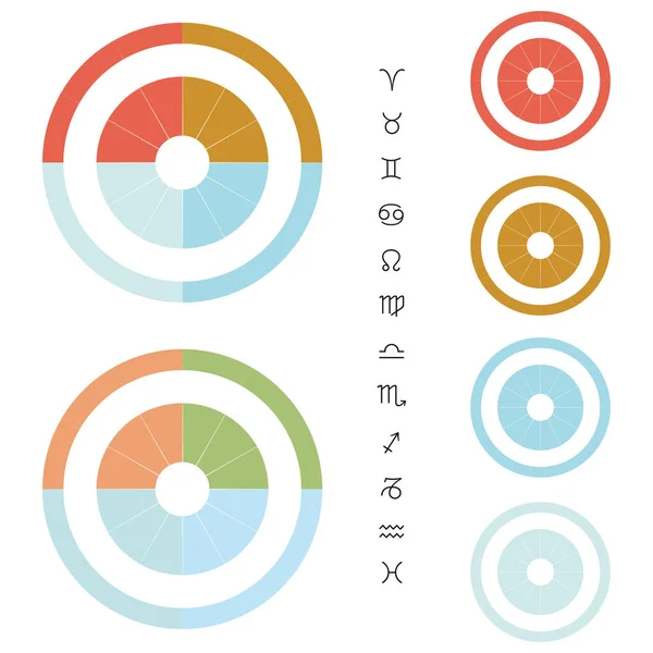 Astrologisches Diagramm Unterteilt Die Vier Elemente — Stockvektor