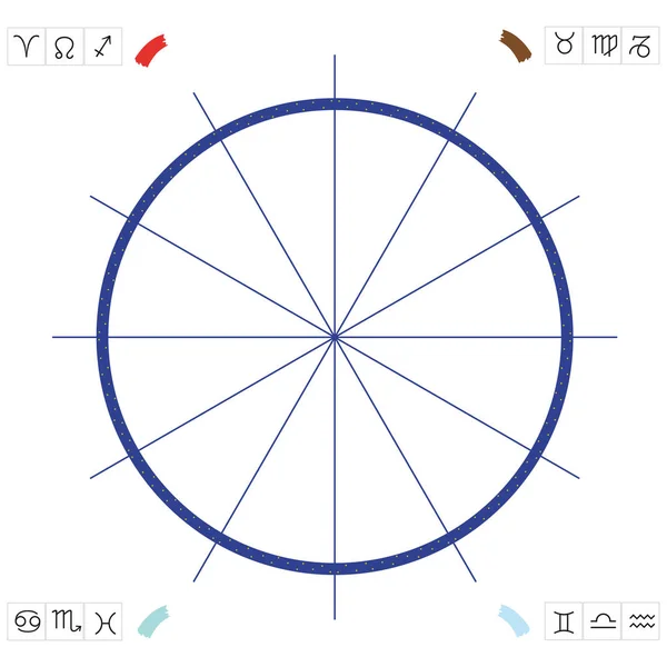 Astrologické Grafu Rozděleny Čtyř Elementů — Stockový vektor