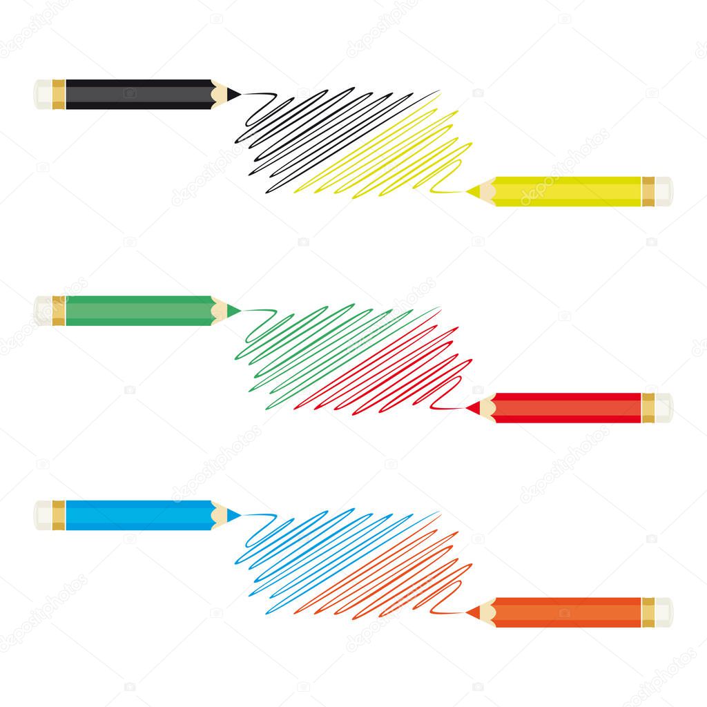 Colored pencils with scribble as a symbol for school