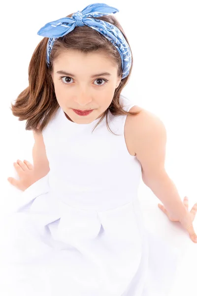 Κορίτσι Πορτρέτο Πάνω Από Λευκό Φόντο — Φωτογραφία Αρχείου