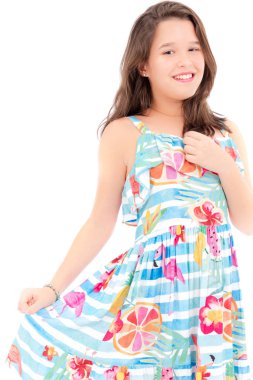 Genç kız beyaz, stüdyo yüzünden vurdu