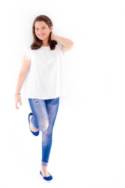 Genç kız beyaz, stüdyo yüzünden vurdu