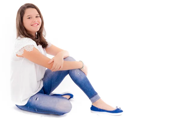 Young Girl White Studio Shot — Stock Photo, Image