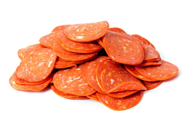 Salame Pepperoni Gostoso Clássico Fatiado Processado — Fotografia de Stock