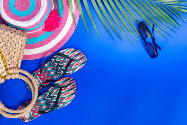 Fondo Verano Varios Accesorios Para Tener Playa — Foto de Stock