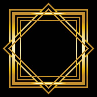 Art Deco geometrik çerçeve, siyah ve altın