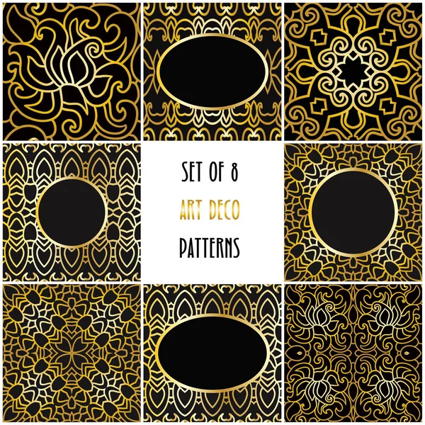 Art Deco Geometrische Muster Schwarz Und Gold — Stockvektor