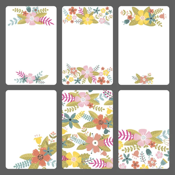 Set Tarjetas Florales Para Invitación Ilustración Vectorial Fondo Floral Colorido — Vector de stock