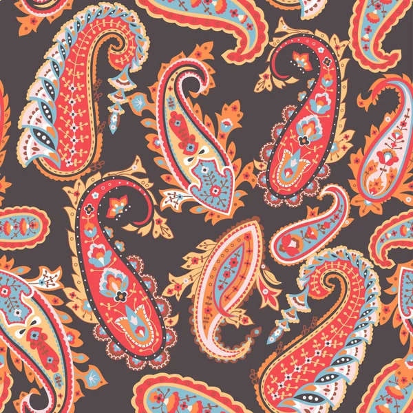 シームレスなペイズリーパターン、花のベクトル壁紙。伝統的な東洋の背景、織物プリント. — ストックベクタ