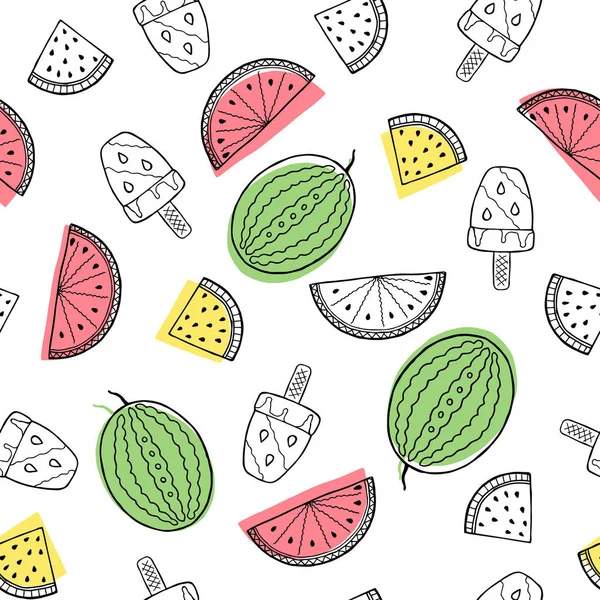 Patrón sin costuras de frutas tropicales, fondo de pantalla de vector colorido, impresión textil — Vector de stock