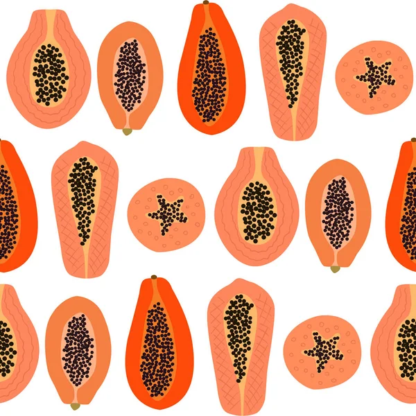 Papaya Patrón Sin Costuras Papel Pintado Vectores Impresión Textil — Vector de stock