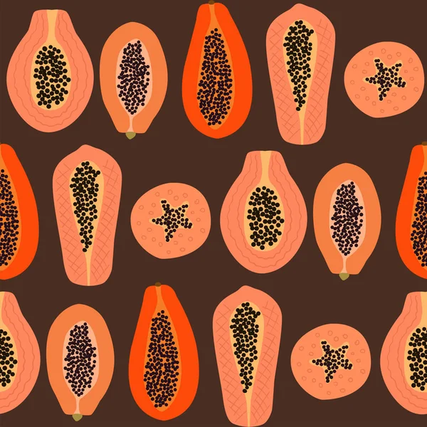 Papaya Patrón Sin Costuras Papel Pintado Vectores Impresión Textil — Vector de stock