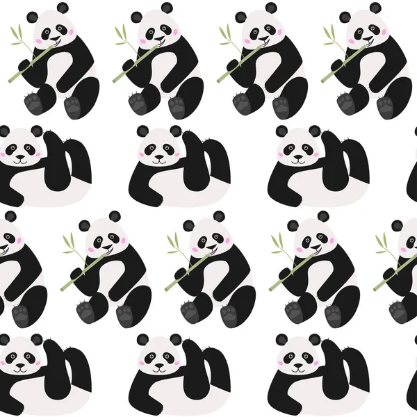 Patrón Sin Costuras Con Pandas Lindos Fondo Pantalla Vectorial Patrón — Vector de stock