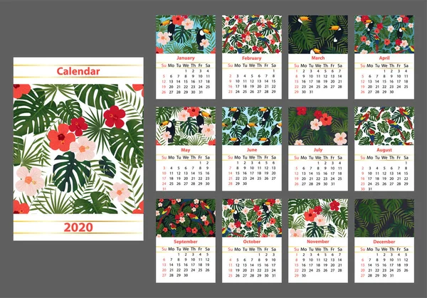 Creative Färgglada Kalender 2020 Strukturerad Bakgrund — Stock vektor