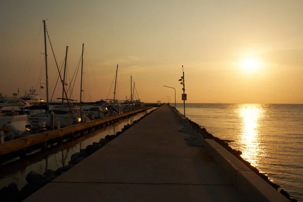 Solnedgång Havet Pattaya Visa Från Stranden — Stockfoto