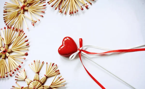 Valentines Pozadí Červeným Srdcem — Stock fotografie