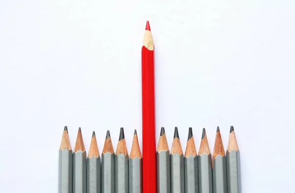 Conceito Lápis Com Lápis Vermelho — Fotografia de Stock