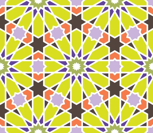 Klassisk Islamisk Sömlösa Mönster Marockansk Stil Geometriska Plattor Sexkantiga Rutnätslinjer — Stock vektor